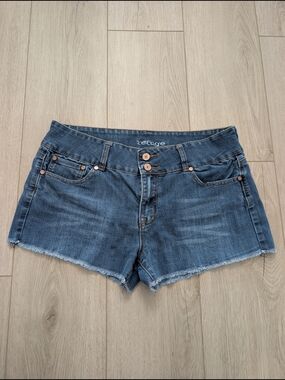 Refuge Women's Denim Cutoff Shorts | Mid Rise Shorty Shorts | Size 12